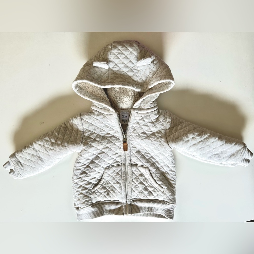 Carter’s Quilted Sherpa Lined Zip Up Hoodie 12mos
